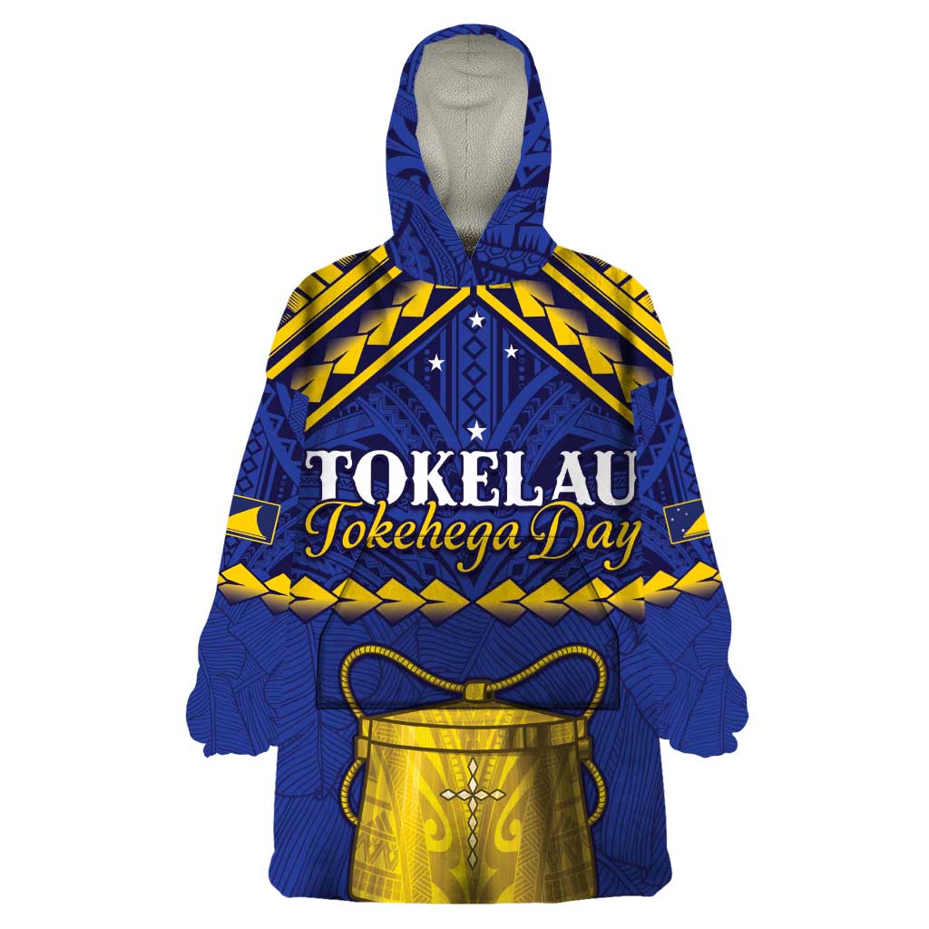 Personalised Tokelau Happy Tokehega Day Wearable Blanket Hoodie Polynesian Tribal Tattoo LT05 One Size Blue - Polynesian Pride