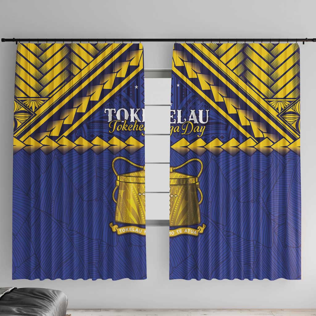 Tokelau Happy Tokehega Day Window Curtain Polynesian Tribal Tattoo LT05 With Hooks Blue - Polynesian Pride