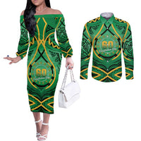 Cook Islands Constitution Day Couples Matching Off The Shoulder Long Sleeve Dress and Long Sleeve Button Shirt 60th Anniversary - Polynesian Pride