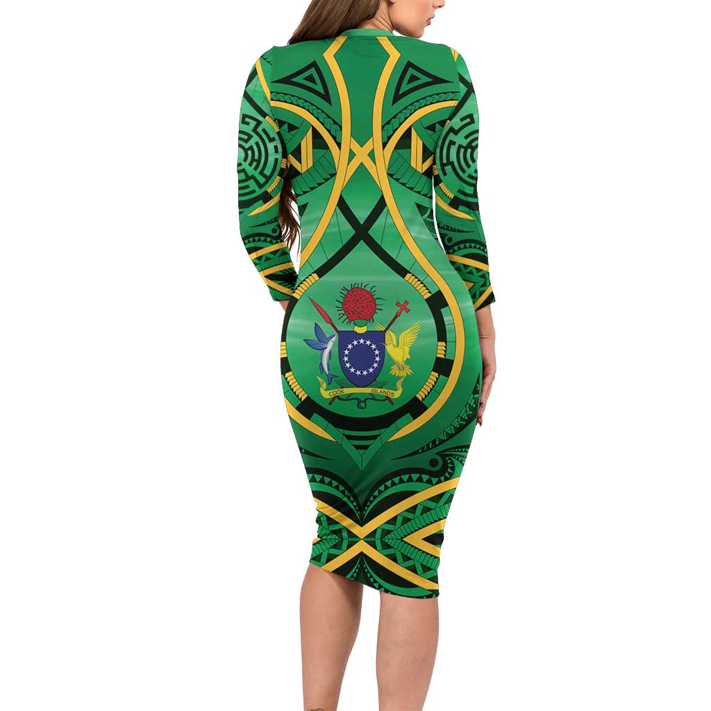Cook Islands Constitution Day Family Matching Long Sleeve Bodycon Dress and Hawaiian Shirt 60th Anniversary - Polynesian Pride