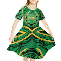 Cook Islands Constitution Day Kid Short Sleeve Dress 60th Anniversary - Polynesian Pride