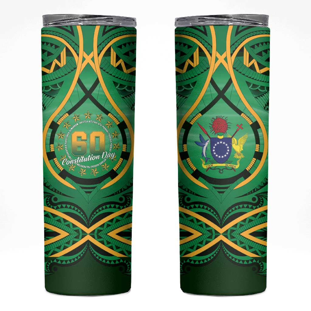 Cook Islands Constitution Day Skinny Tumbler 60th Anniversary - Polynesian Pride