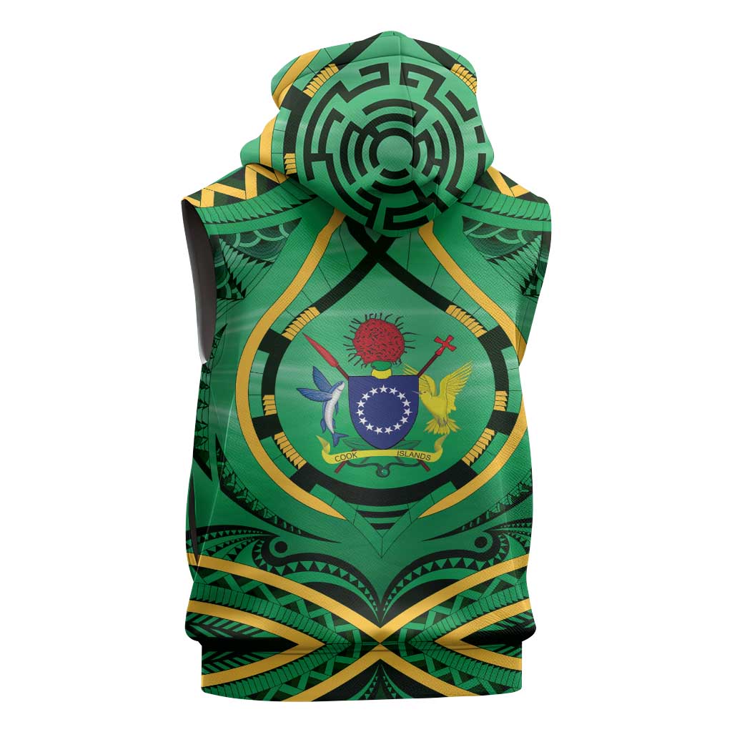 Cook Islands Constitution Day Sleeveless Zip Hoodie 60th Anniversary - Polynesian Pride