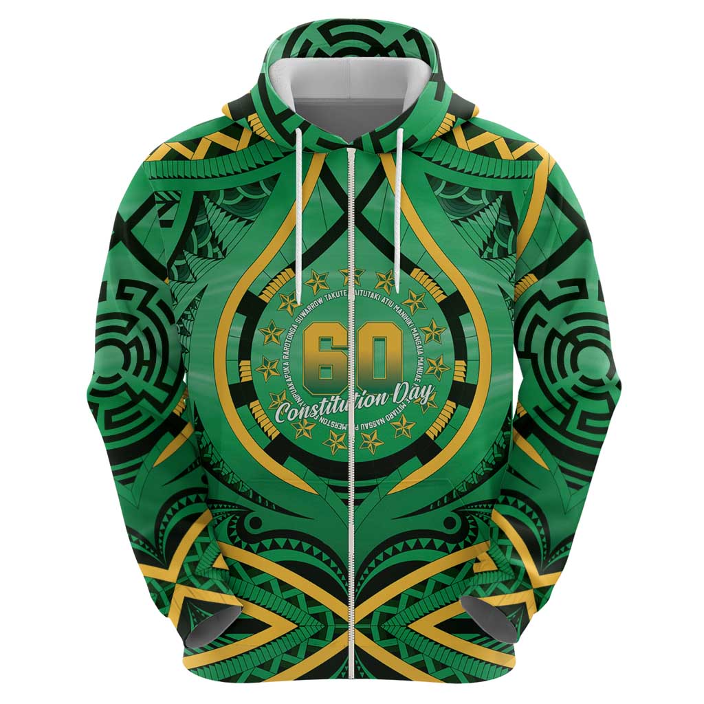 Cook Islands Constitution Day Zip Hoodie 60th Anniversary - Polynesian Pride