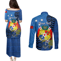 Personalized Tonga Vavau Couples Matching Puletasi Dress and Long Sleeve Button Shirts Humpback Whale Coat Of Arms With Ngatu Pattern LT05 - Polynesian Pride