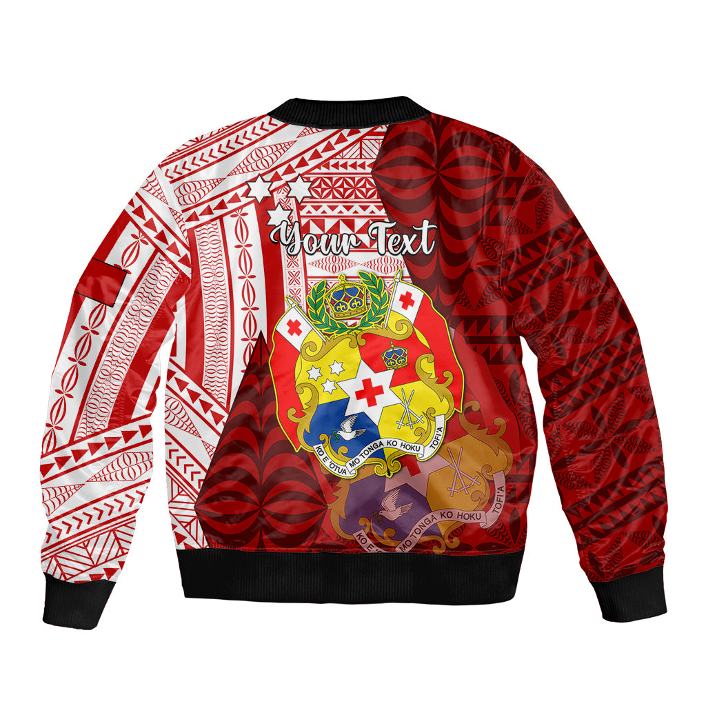 Personalized Tonga Niuas Bomber Jacket White Tailed Tropicbird With Ngatu Pattern LT05 - Polynesian Pride