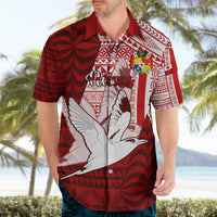 Personalized Tonga Niuas Hawaiian Shirt White Tailed Tropicbird With Ngatu Pattern LT05 - Polynesian Pride
