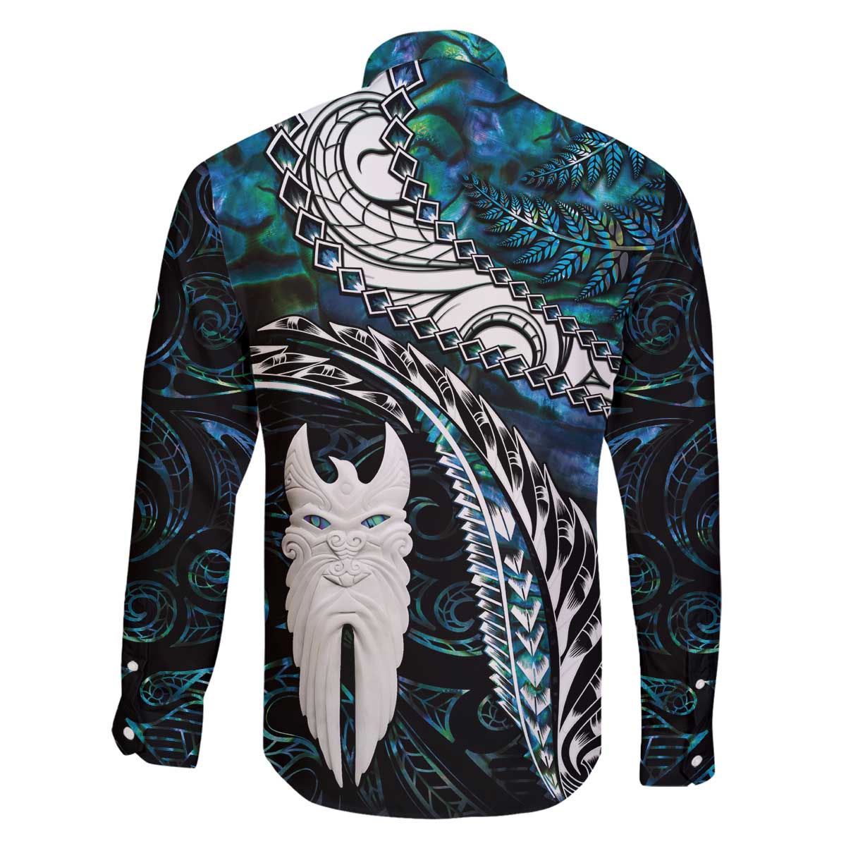 New Zealand Aotearoa Family Matching Off The Shoulder Long Sleeve Dress and Hawaiian Shirt Maori Hei Rehua Paua Shell Glitter Green LT05 - Polynesian Pride