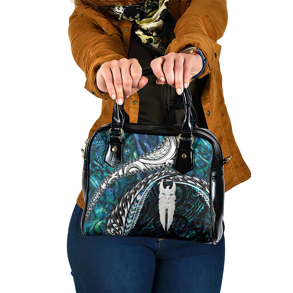 New Zealand Aotearoa Shoulder Handbag Maori Hei Rehua Paua Shell Glitter Green LT05 One Size Green - Polynesian Pride