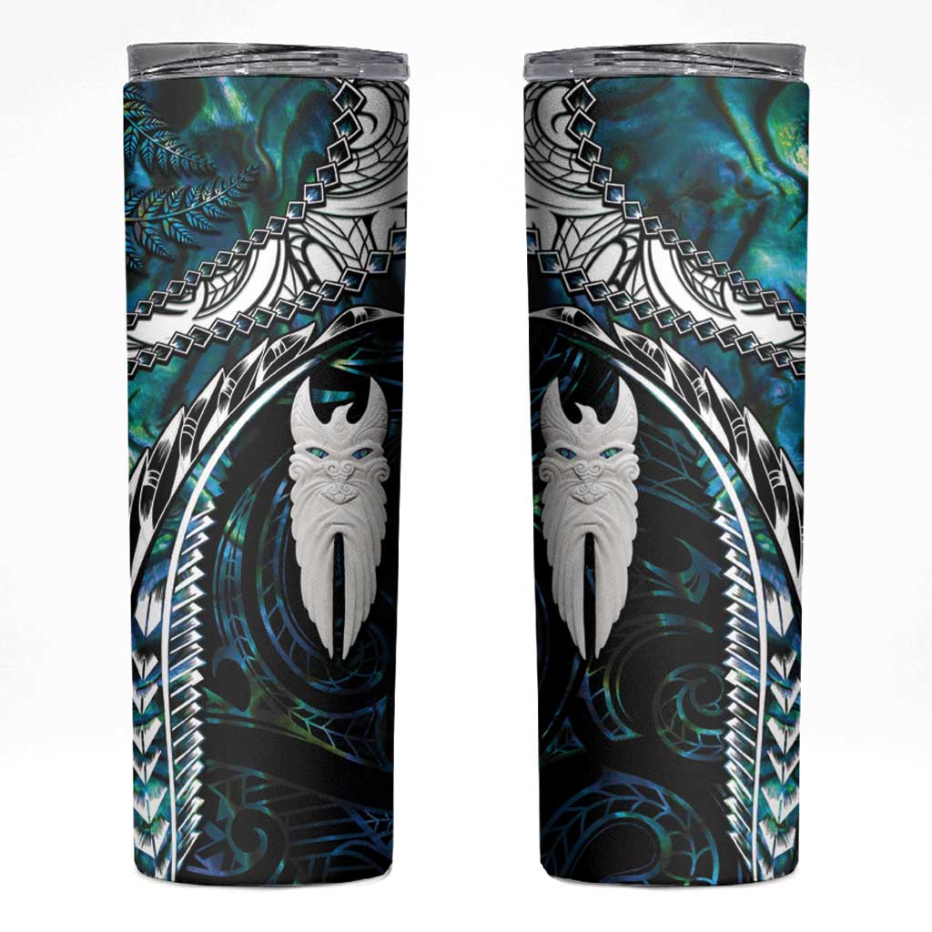 New Zealand Aotearoa Skinny Tumbler Maori Hei Rehua Paua Shell Glitter Green