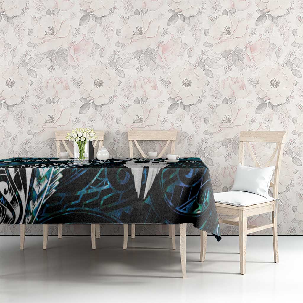 New Zealand Aotearoa Tablecloth Maori Hei Rehua Paua Shell Glitter Green