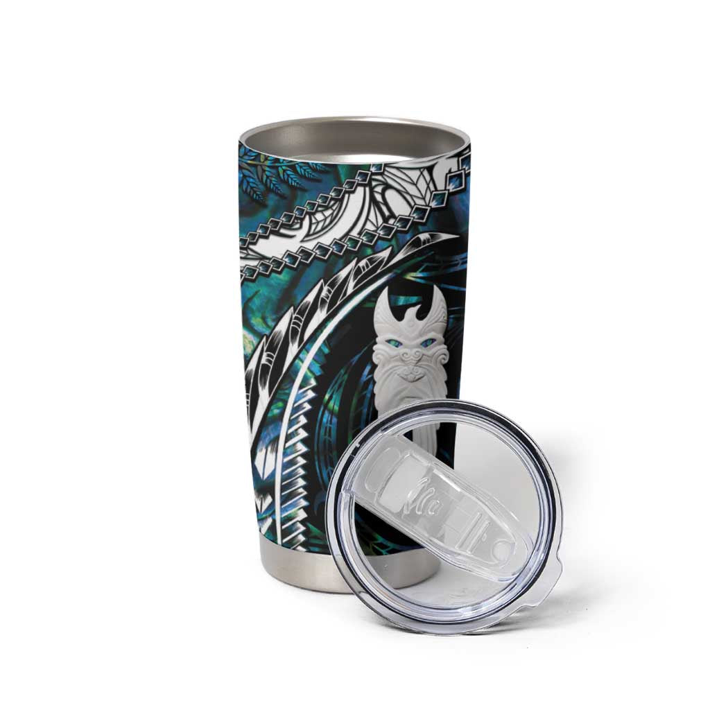 New Zealand Aotearoa Tumbler Cup Maori Hei Rehua Paua Shell Glitter Green