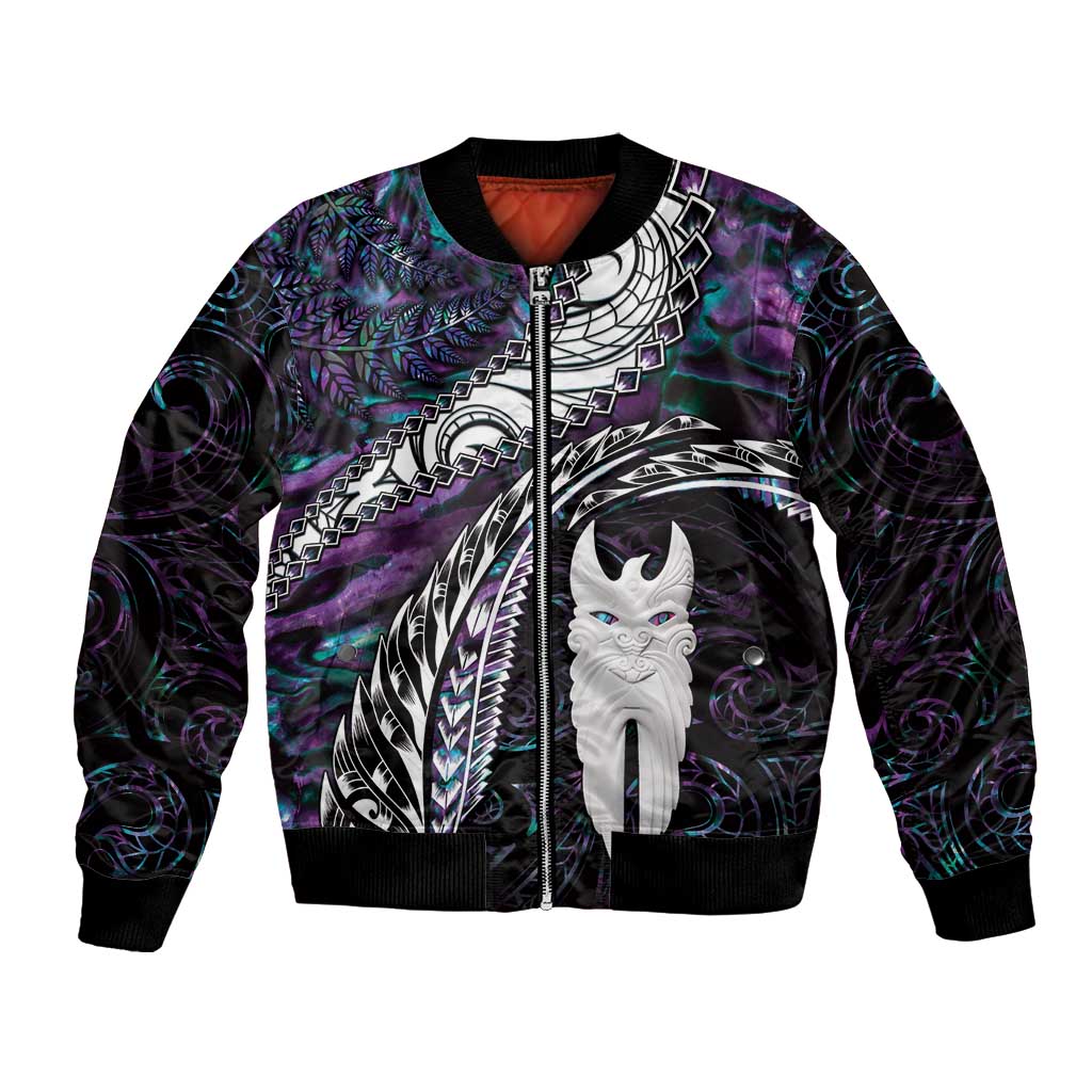 New Zealand Aotearoa Bomber Jacket Maori Hei Rehua Paua Shell Glitter Purple LT05 Unisex Purple - Polynesian Pride