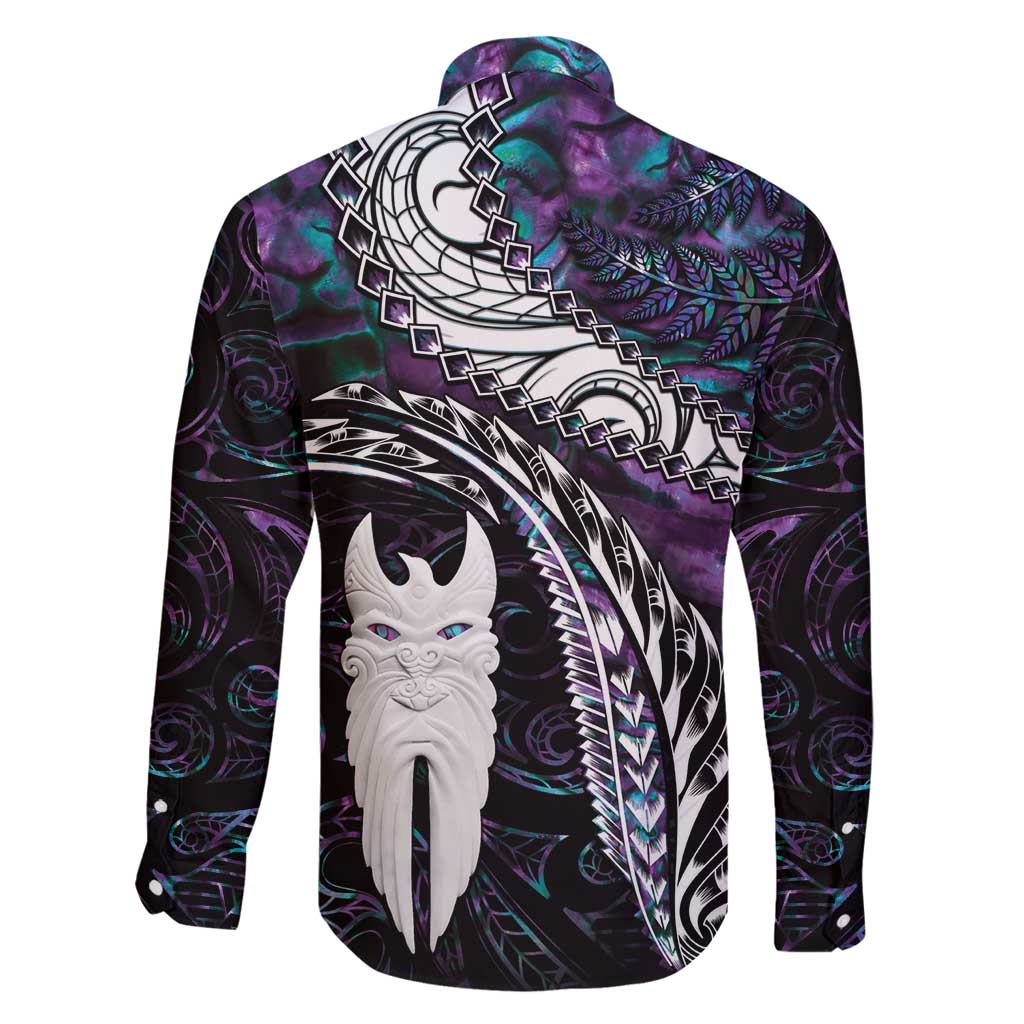 New Zealand Aotearoa Family Matching Mermaid Dress and Hawaiian Shirt Maori Hei Rehua Paua Shell Glitter Purple LT05 - Polynesian Pride
