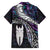 New Zealand Aotearoa Family Matching Off Shoulder Maxi Dress and Hawaiian Shirt Maori Hei Rehua Paua Shell Glitter Purple