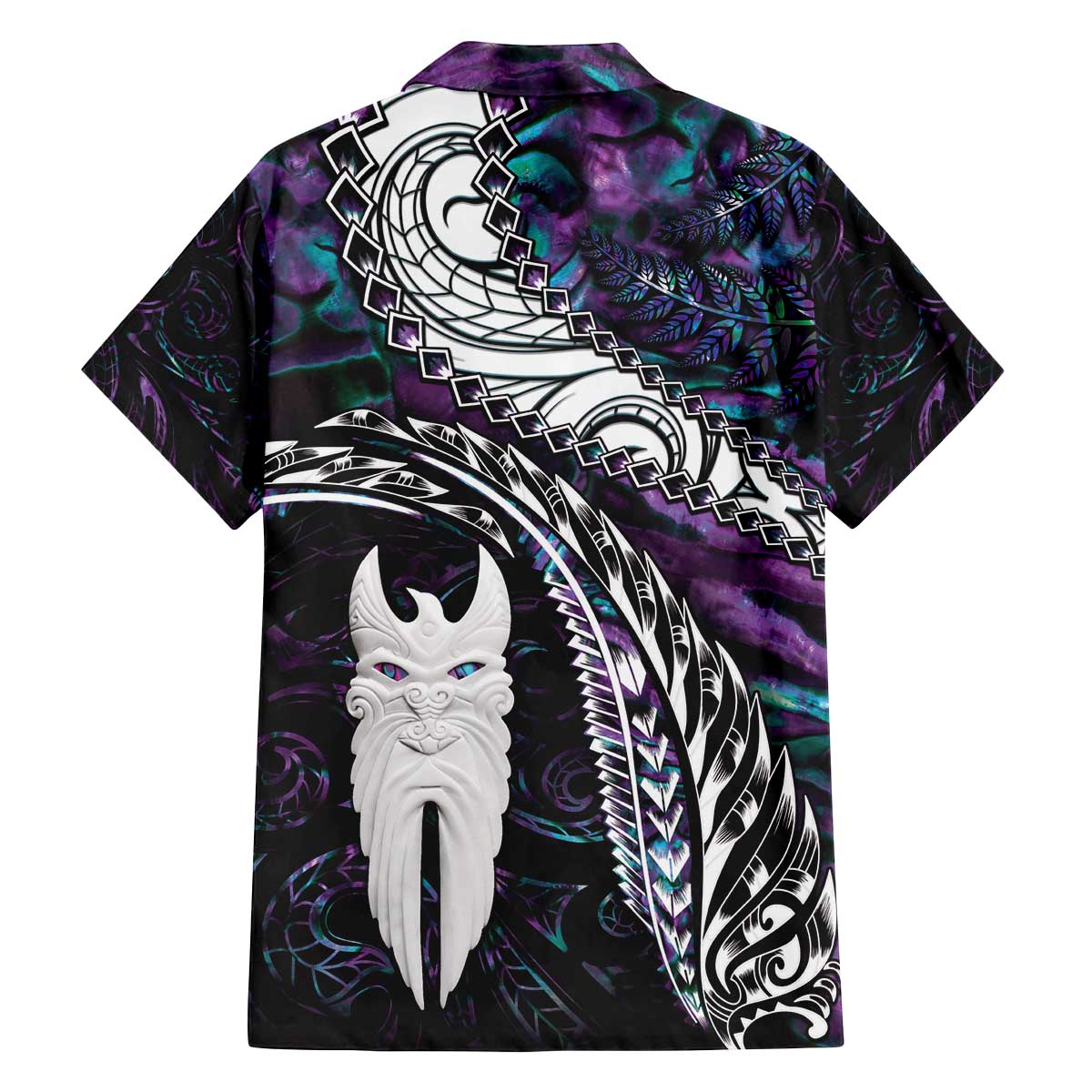 New Zealand Aotearoa Family Matching Off Shoulder Short Dress and Hawaiian Shirt Maori Hei Rehua Paua Shell Glitter Purple
