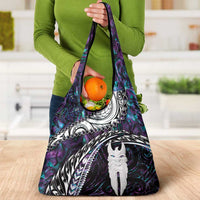 New Zealand Aotearoa Grocery Bag Maori Hei Rehua Paua Shell Glitter Purple