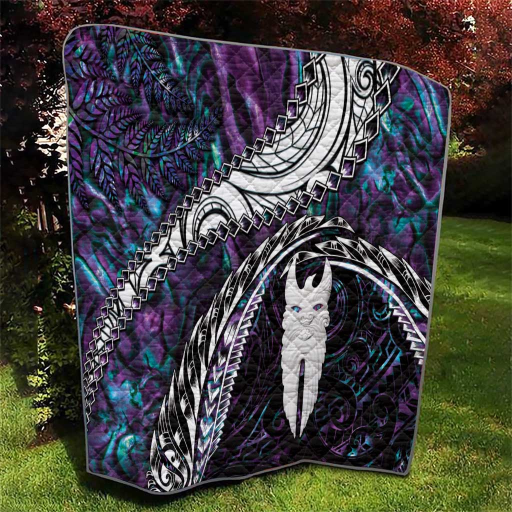 New Zealand Aotearoa Quilt Maori Hei Rehua Paua Shell Glitter Purple