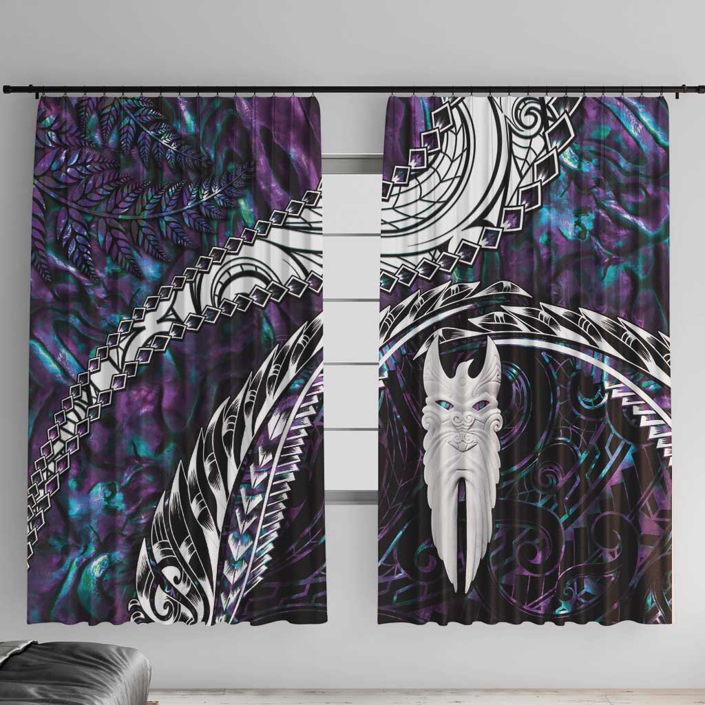 New Zealand Aotearoa Window Curtain Maori Hei Rehua Paua Shell Glitter Purple LT05 With Hooks Purple - Polynesian Pride