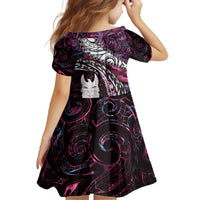 New Zealand Aotearoa Family Matching Off The Shoulder Long Sleeve Dress and Hawaiian Shirt Maori Hei Rehua Paua Shell Glitter Pink LT05 - Polynesian Pride
