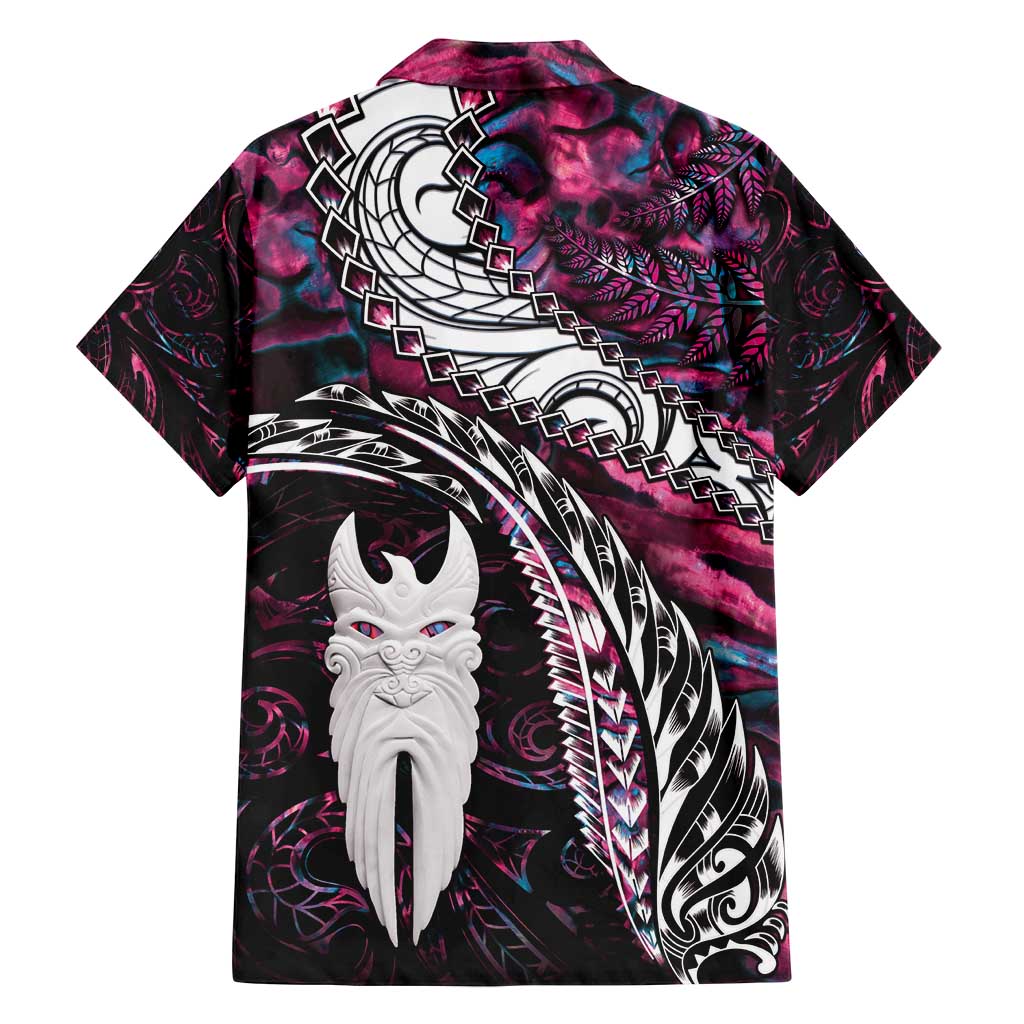 New Zealand Aotearoa Family Matching Tank Maxi Dress and Hawaiian Shirt Maori Hei Rehua Paua Shell Glitter Pink LT05 - Polynesian Pride