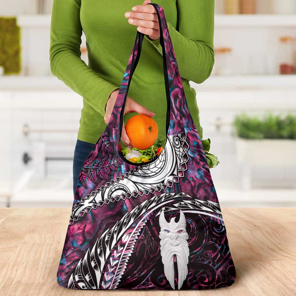 New Zealand Aotearoa Grocery Bag Maori Hei Rehua Paua Shell Glitter Pink