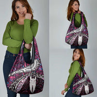 New Zealand Aotearoa Grocery Bag Maori Hei Rehua Paua Shell Glitter Pink