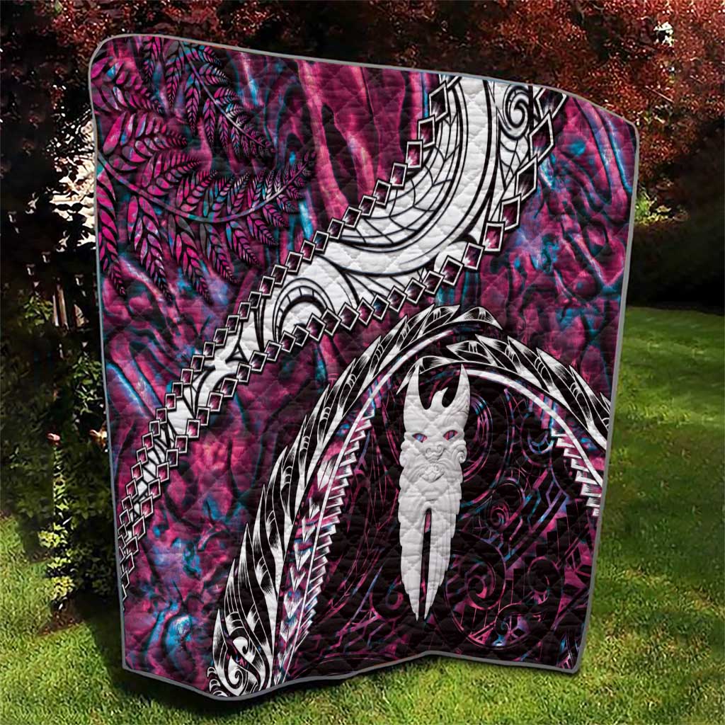 New Zealand Aotearoa Quilt Maori Hei Rehua Paua Shell Glitter Pink