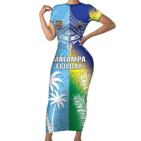 Personalised Happy Malampa Fiji Day Family Matching Short Sleeve Bodycon Dress and Hawaiian Shirt Half Mix Style