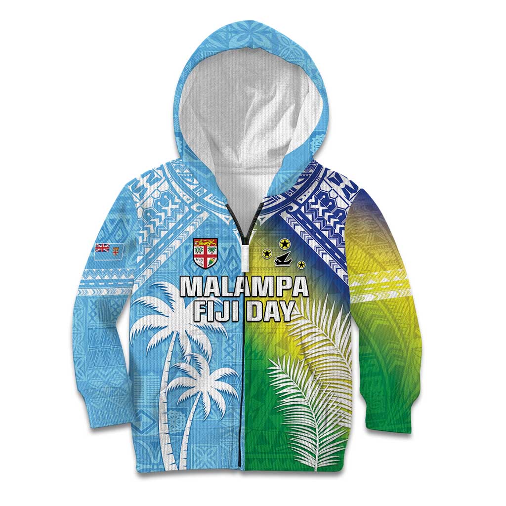 Personalised Happy Malampa Fiji Day Kid Hoodie Half Mix Style