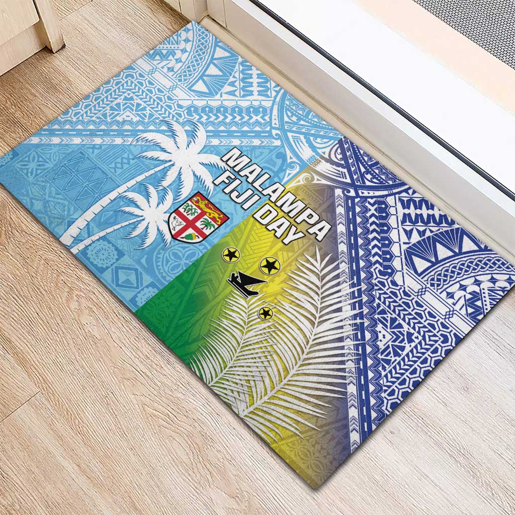 Happy Malampa Fiji Day Rubber Doormat Half Mix Style