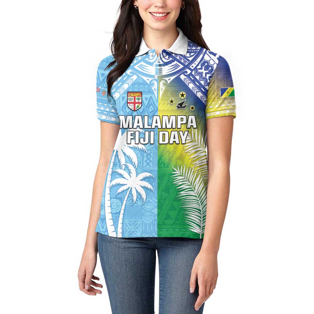 Personalised Happy Malampa Fiji Day Women Polo Shirt Half Mix Style