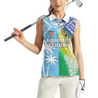 Personalised Happy Malampa Fiji Day Women Sleeveless Polo Shirt Half Mix Style