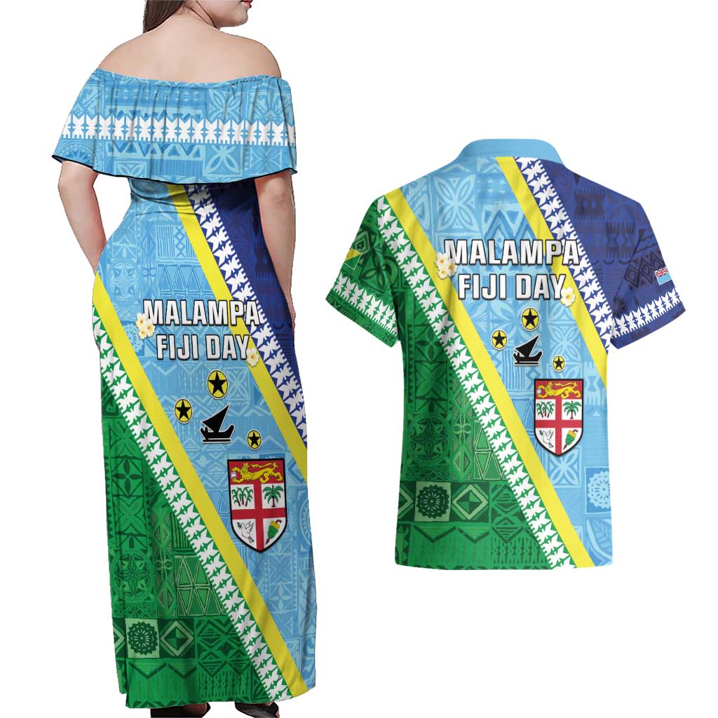 Love Malampa Fiji Day Couples Matching Off Shoulder Maxi Dress and Hawaiian Shirt Together We Grow