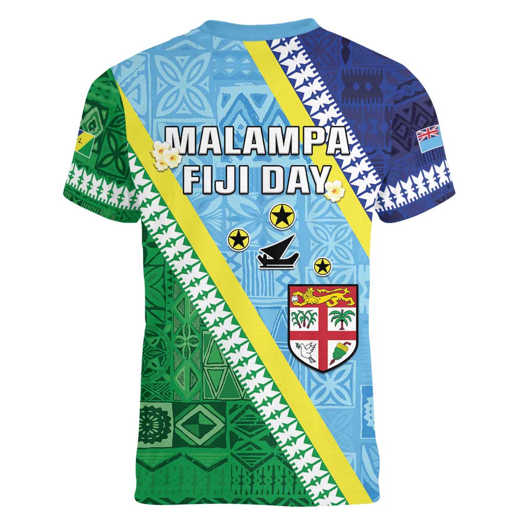 Love Malampa Fiji Day Women V-Neck T-Shirt Together We Grow