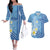 Personalised Federated States of Micronesia Couples Matching Off The Shoulder Long Sleeve Dress and Hawaiian Shirt Happy 38th Independence Anniversary