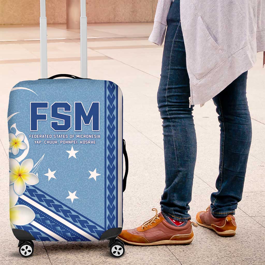 Federated States of Micronesia Luggage Cover Happy 38th Independence Anniversary LT05 Blue - Polynesian Pride