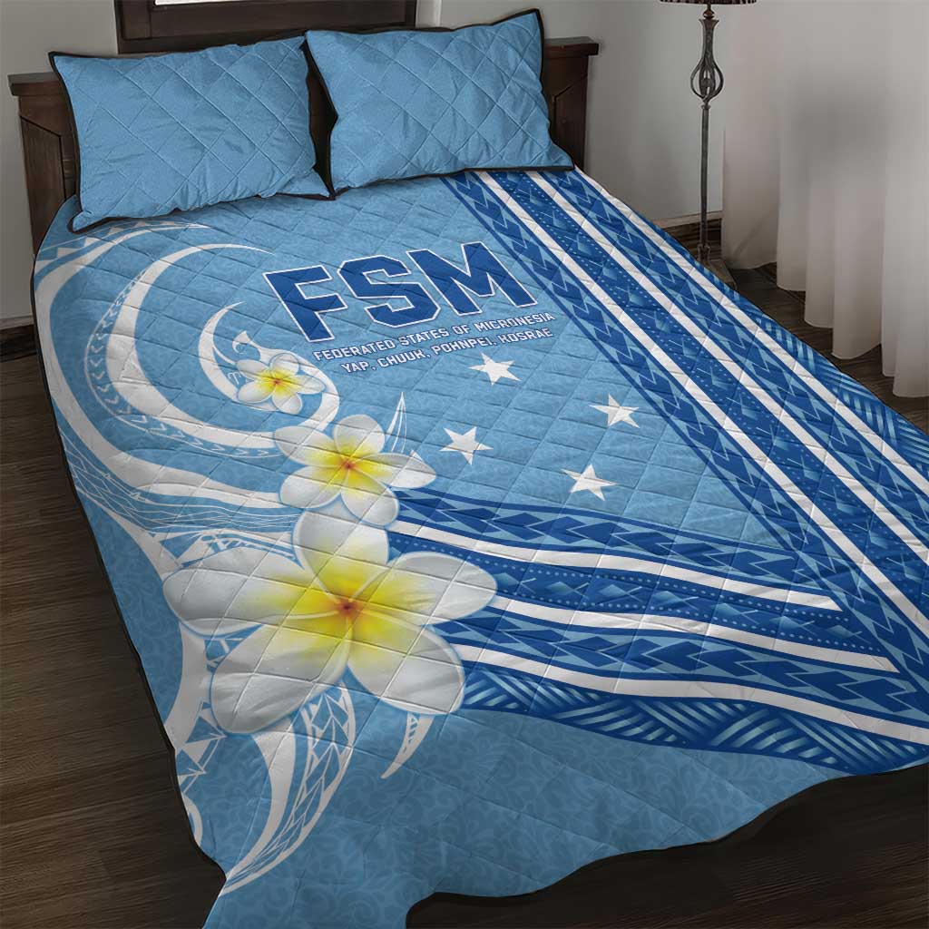 Federated States of Micronesia Quilt Bed Set Happy 38th Independence Anniversary LT05 Blue - Polynesian Pride