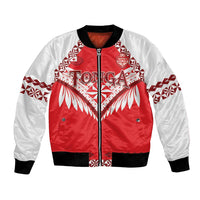 Custom Tonga Mate Maa Rugby Bomber Jacket Go Champions LT05 Unisex Red - Polynesian Pride