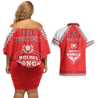 Custom Tonga Mate Maa Rugby Couples Matching Off Shoulder Short Dress and Hawaiian Shirt Go Champions