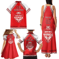 Custom Tonga Mate Maa Rugby Family Matching Tank Maxi Dress and Hawaiian Shirt Go Champions