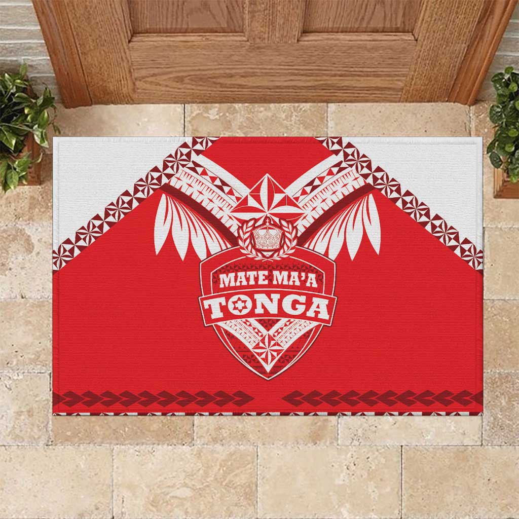 Tonga Mate Maa Rugby Rubber Doormat Go Champions LT05 Red - Polynesian Pride