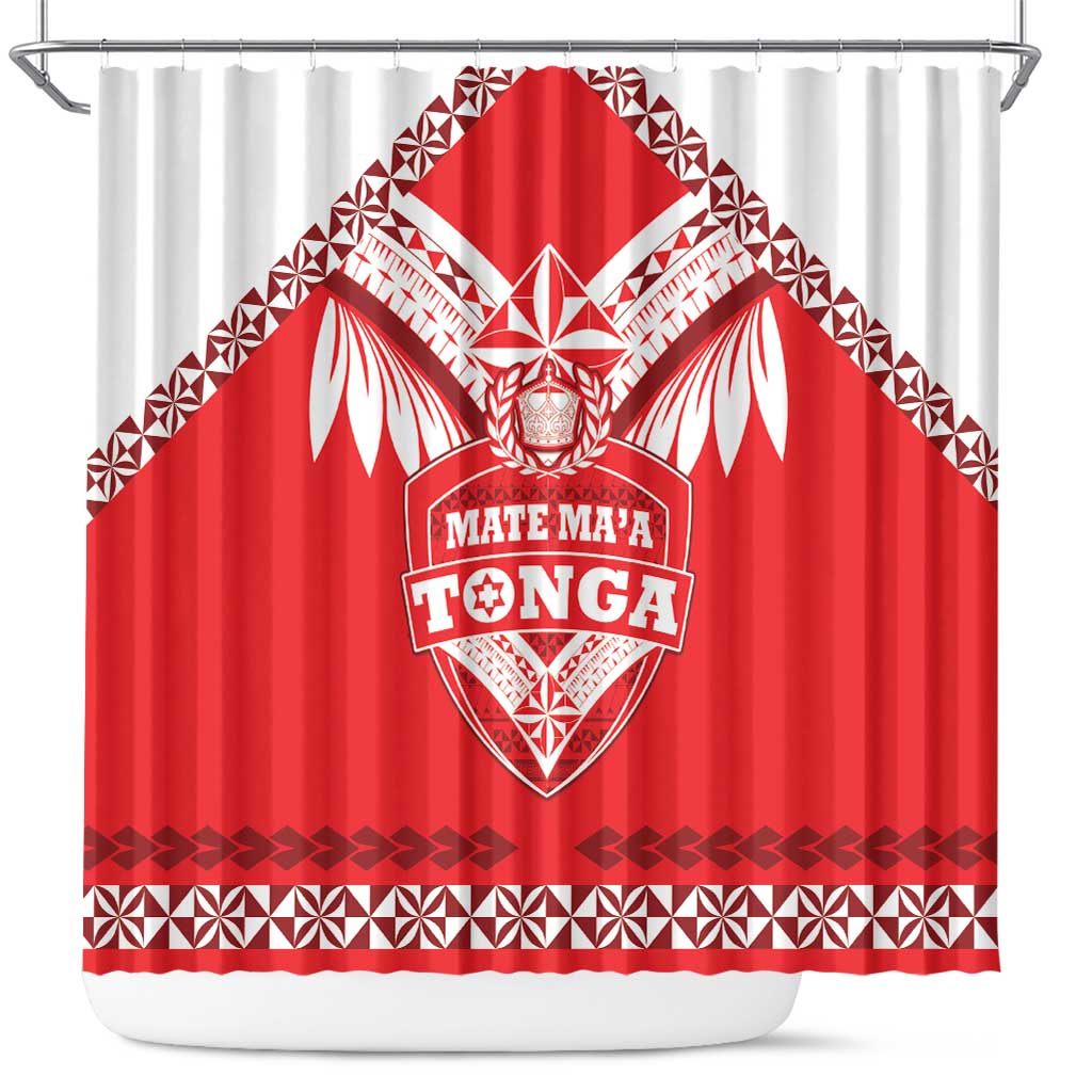 Tonga Mate Maa Rugby Shower Curtain Go Champions LT05 Red - Polynesian Pride