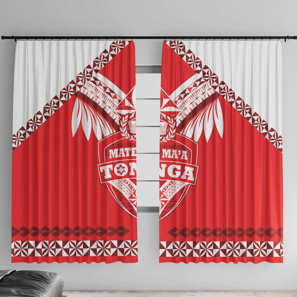 Tonga Mate Maa Rugby Window Curtain Go Champions LT05 With Hooks Red - Polynesian Pride