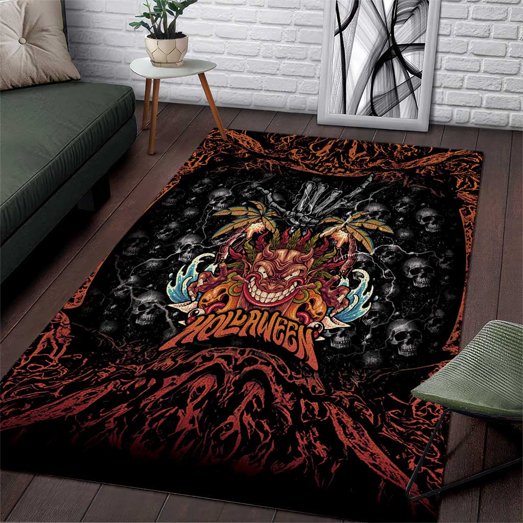 Aloha Halloween Area Rug Horror Tiki Heavy Metal Style - Polynesian Pride