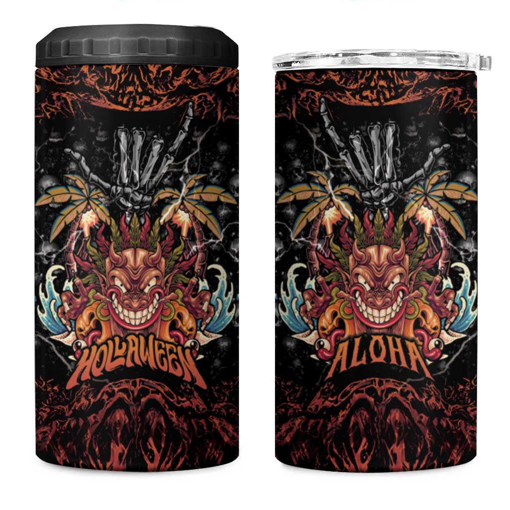 Aloha Halloween 4 in 1 Can Cooler Tumbler Horror Tiki Heavy Metal Style LT05 One Size: 16 oz Black - Polynesian Pride