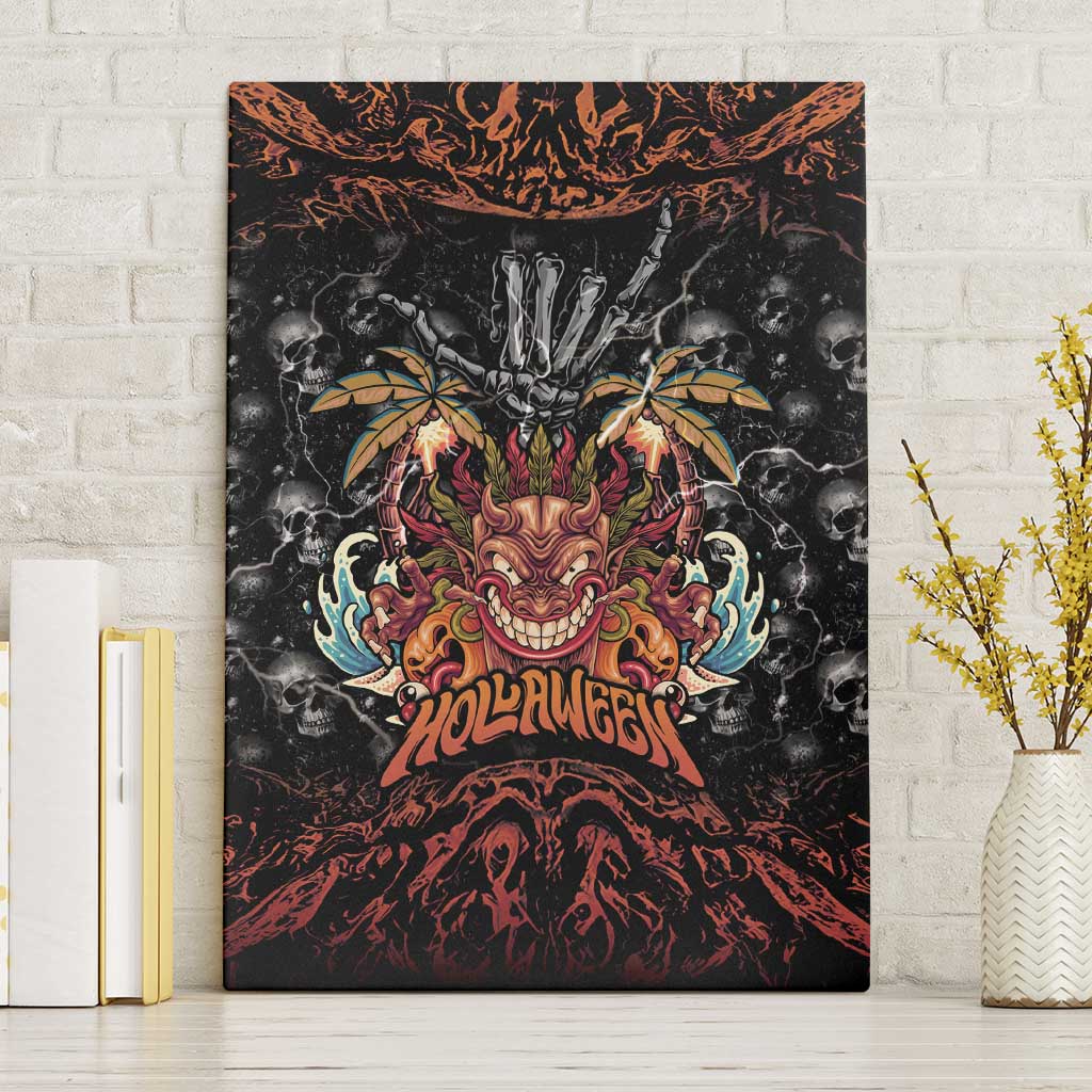 Aloha Halloween Canvas Wall Art Horror Tiki Heavy Metal Style LT05 Without Frame Black - Polynesian Pride