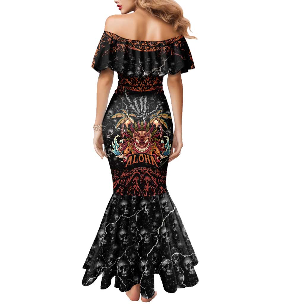 Aloha Halloween Family Matching Mermaid Dress and Hawaiian Shirt Horror Tiki Heavy Metal Style - Polynesian Pride