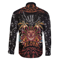 Aloha Halloween Family Matching Off Shoulder Short Dress and Hawaiian Shirt Horror Tiki Heavy Metal Style - Polynesian Pride