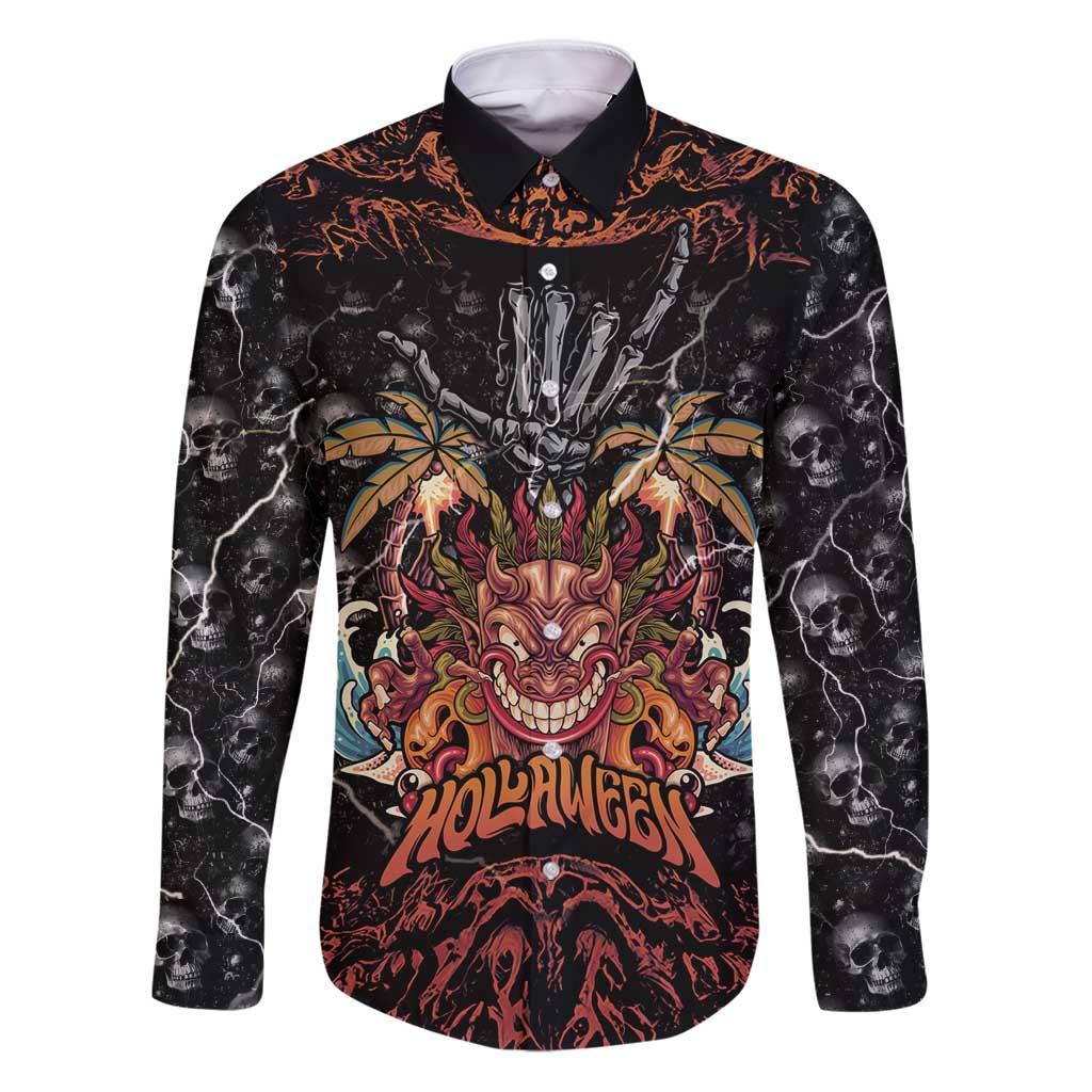 Aloha Halloween Family Matching Puletasi and Hawaiian Shirt Horror Tiki Heavy Metal Style - Polynesian Pride